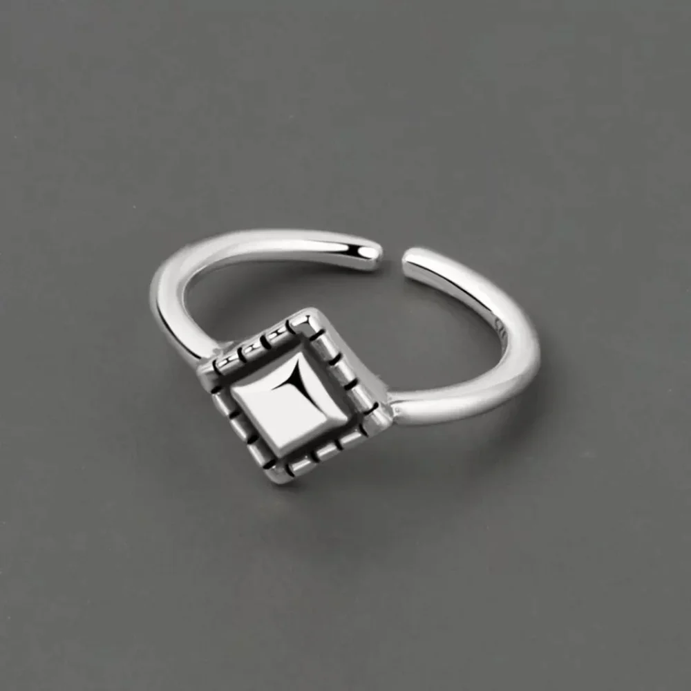 NEW 925 Sterling Silver Diamond‎ Shape Adjustable Band Ring